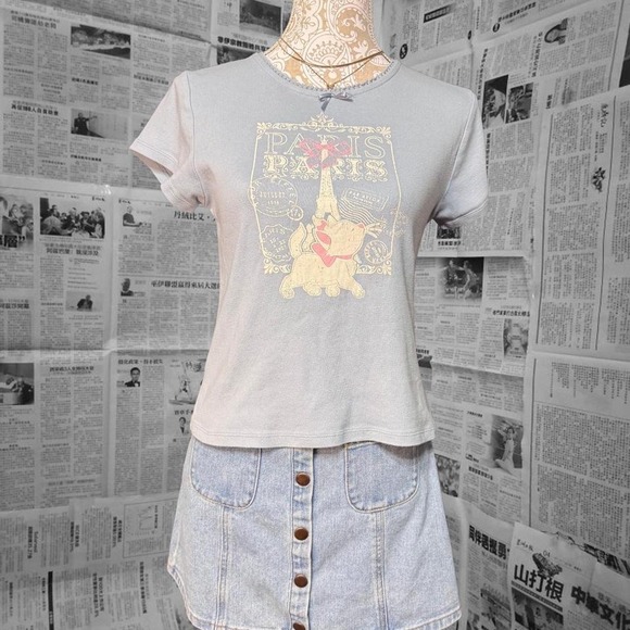 Disney Marie Aristocats Paris T Blue XL Graphic TShirt Eiffel Tower Vintage Y2K - Picture 1 of 4